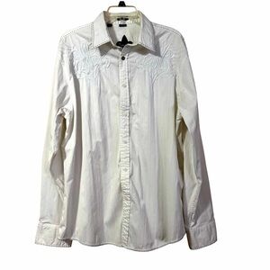 ROAR Strength Refined White Embroidered Cross Shirt Size 2XL Button Up Western